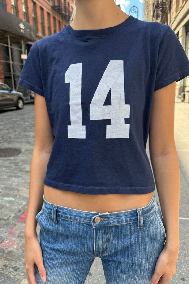 T-Shirt Brandy Melville Chloe 14 Bleu Marine | JYW-80610547